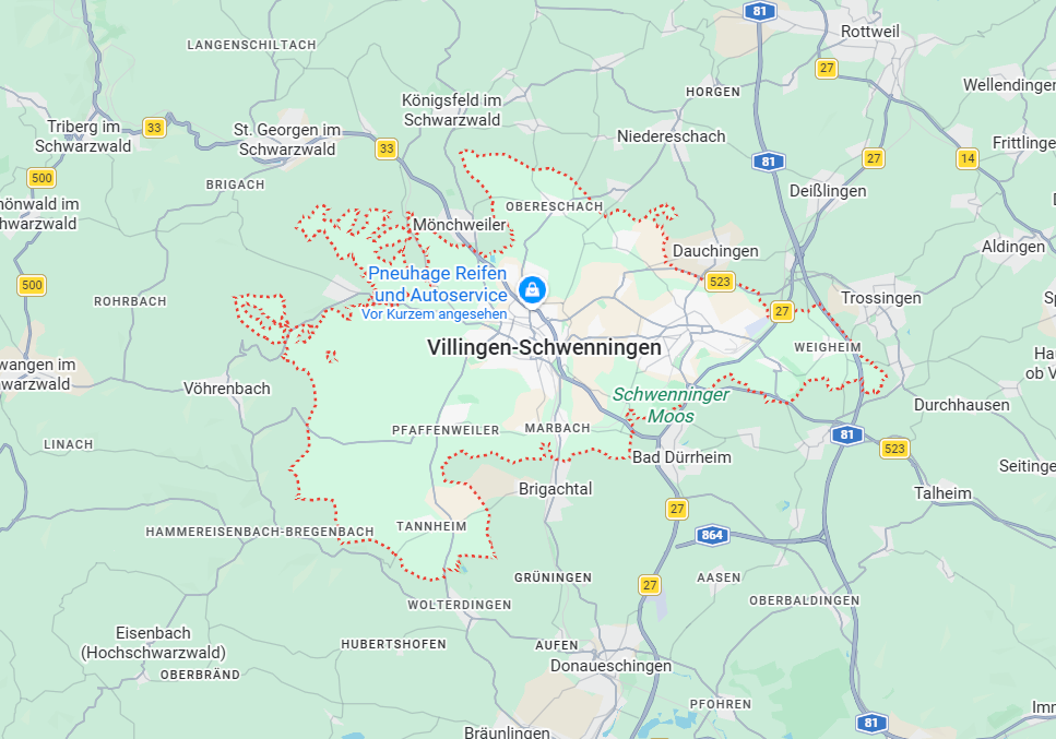 Kartenausschnitt: Standort Villingen-Schwenningen